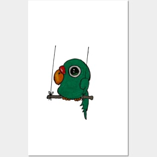 Parrot on a swing Posters and Art